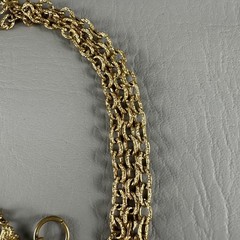 Vintage Gold Tone Multi Strand Chain Necklace Textured Links Toggle Clasp 16″