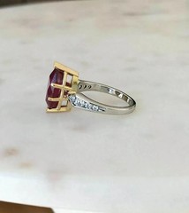 Art Deco Style Marquise Ruby Lab Created Diamond Wedding 14K White Gold FN Ring