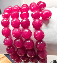 Red Carnelian Wire Wrap Bracelet w/107 7mm faceted Stones Fits All Sizes