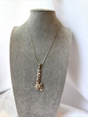 VTG Silver 18KGP herringbone chain 90s lighthouse starfish beach pendant cruise