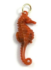 Vintage Charm Necklace Pendant Seahorse Orange Plastic Beach Jewelry For Women