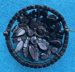 Black Jet Rhinestone Brooch Pin WC