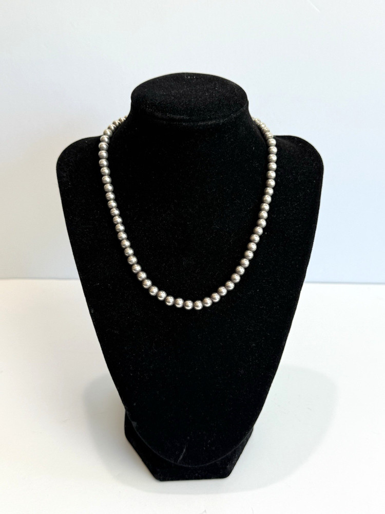 Vintage FAS 925 STERLING SILVER Beaded Ball Necklace 14 g 16″