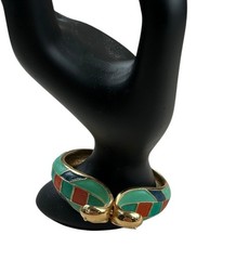 Rare Hattie Carnegie Cobra Enameled Clamper Bracelet