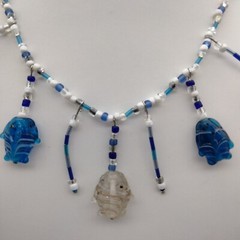 Tropical Fish Art Glass Necklace Artisan Made Bead 19″ Vintage MermaidCore Beach