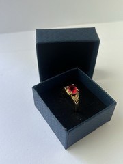 Vintage Red Cubic Zirconia Ring Gold Plated Womens Size 9.5
