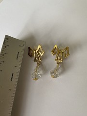 Vintage Estate Find Gold Tone Pierced Crystal Bell Dangle Earrings Y2K Era