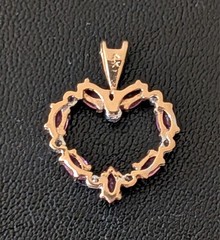 14k Solid Gold Pink Topaz Diamonds Heart Pendant Thermal Tested