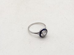 Antique 1920s $14,000 2.50ct Natural Old Euro Diamond Sapphire Platinum RIng