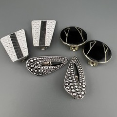 Vintage Art Deco Clip Earrings Lot of 3 Silver Tone Cut Steel Western Germany