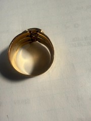 VINTAGE 18K TRICOLOR GOLD DIAMOND WAVE BAND RING 750 YELLOW WHITE ROSE 8 G 7