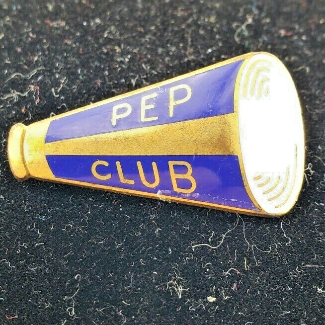 VINTAGE PEP CLUB LAPEL PIN ENAMEL BLUE GOLD WHITE COLLEGE SCHOOL PINBACK
