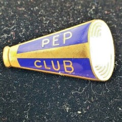 VINTAGE PEP CLUB LAPEL PIN ENAMEL BLUE GOLD WHITE COLLEGE SCHOOL PINBACK