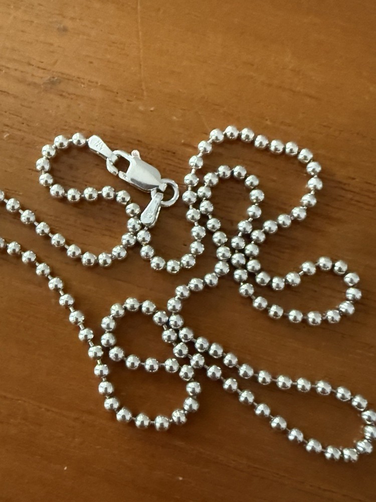 Beautiful Sterling Silver Ball Chain Necklace From Italy 18”Long 7.4g 2mm Bead