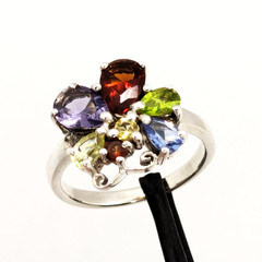 Vintage Luxury RING “Samotsvety”Silver 925 with Bright Stones -size: 7.5US| #127
