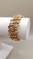Vintage MONET Signed Chunky Gold Tone Double Curb Link Bracelet Heavy 2.1oz 7″