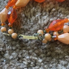 Germany Necklace Vintage Multi Strand Beaded Acrylic Plastic Chunky Statement