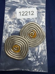 Vintage Jeff Lieb Earrings Silver Tone Swirl Abstract Clip Ons Signed