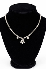 Antique Art Deco Silver Tone Rhinestone Emerald Cut Pendant Drop Necklace