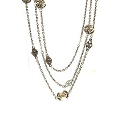 Vintage Premier Designs Faux Pearl Station Necklace .5 x 56 in
