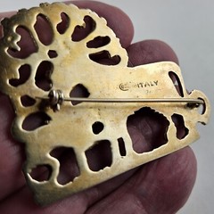 800 Silver Lion Brooch Gold Vermeil Italy [8123]