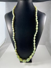 Vintage Art Deco Vaseline Uranium Glass Opaline Glass Bead Necklace 31″