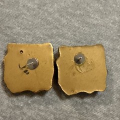 Big Bold Vintage 1980s Memphis Polymer Clay Clip On Earrings Abstract Metallic