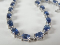 D’Joy Sterling Silver 925 Natural Blue Kyanite Tennis Line Bracelet Fits 8″