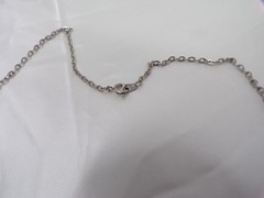 Vtg very nice silver tone chain w engraved blue cross necklace 747-14