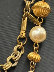 Signed Miriam Haskell Locket Necklace Faux Baroque Pearls Gold Tone VTG