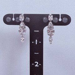 Sterling Silver CZ Drop Dangle Earrings Cushion Marquise Triangular 1.25″ SJ 925