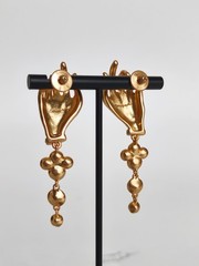 Schiaparelli Gold Tone Hand Clover Drop Earrings