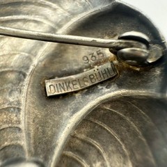 Rare Dinkelsbühl antique vintage German 935 silver red coral brooch pin