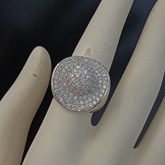 Chunky Statement Ring Sterling Silver Dome Pave CZ Cocktail 9.25 Bold Modernist