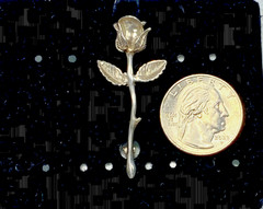 VTG Sterling Silver Signed JC Long Stem Rose Brooch New Old Stock 1 3/4″ 5.8g