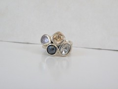 Silpada Sterling Silver CZ Hematite Quartz Wine Flight Ring Size 5