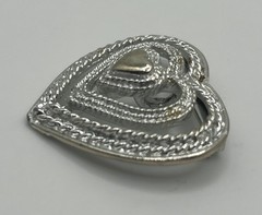 Vintage Gerry’s Silver Tone Textured Triple Heart Brooch Some Wear See Photos