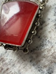 VTG Czech Art Deco Bohemian Red Stone BROOCH Pin 1930s Czechoslovakia TLC