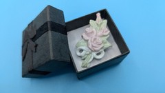 Vintage Pink Rose Pastel Ceramic Bouquet Brooch