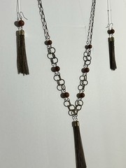 1960’s Boho Chic style Red Jasper Necklace & Earrings Retro Vintage