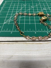Unsigned Pink And Floral Chines Glass Beaded Gold Tone Hook Closure 16” Necklace