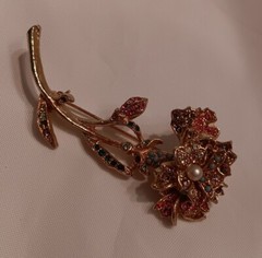 Flower Art Mode Jewelry Creations Brooch Arthur Pepper Carnation Rhinestones