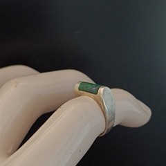 Sterling Silver Ring Green Stone Eilat Minimalist Modernist Men’s Pinky Women