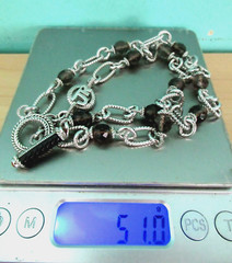 Judith Ripka Sterling Silver Smoky Quartz and 22″ Link Necklace JR Box & /Pouch