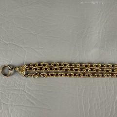 Vintage Gold Tone Multi Strand Chain Necklace Textured Links Toggle Clasp 16″