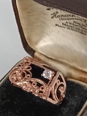 Vintage 1990-s 14 Ct Rolled Gold Zircon Ring Size UK P US 7 1/2- Hallmarked!