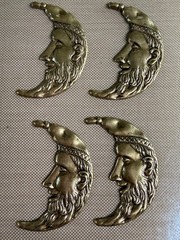 Vintage Brass Crescent Moon Face Stampings 31mm Celestial Jewelry Findings Lot o