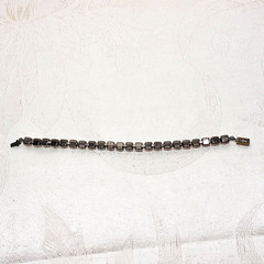 BRACELET pastel blue pink glass faux gem silvertone metal box clasp vintage 7″ c