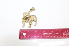 Bulldog Pendant Collectible Gold-tone Alloy With Clear Stones Vintage