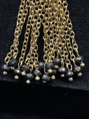 ⁠Vintage HOBE Gold Tone Necklace Block Links Tassel Drop Egyptian Modernist 70s⁠